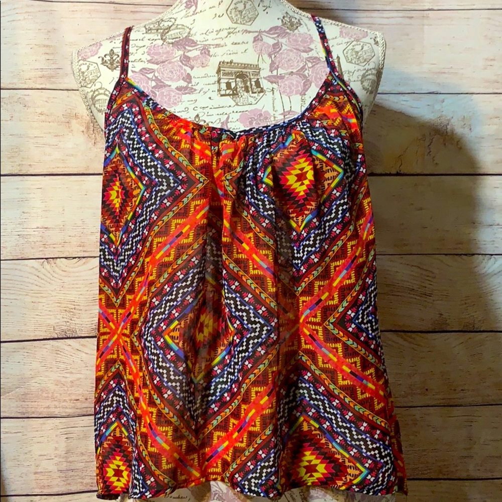 Aztec & Colorful Pattern Tank Top.Open back M - Picture 10 of 15